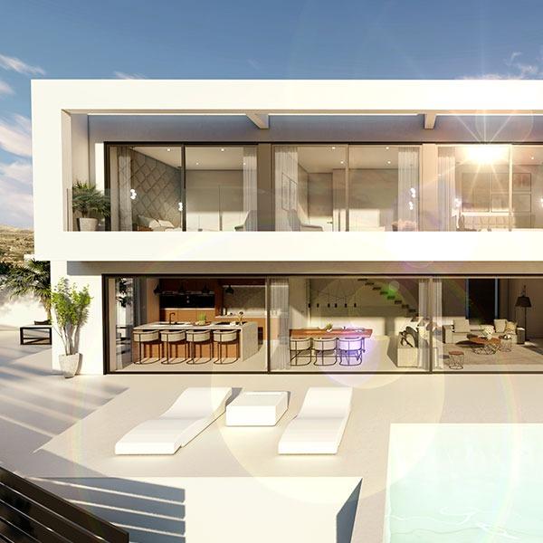 Villa de lujo con vistas al mar.