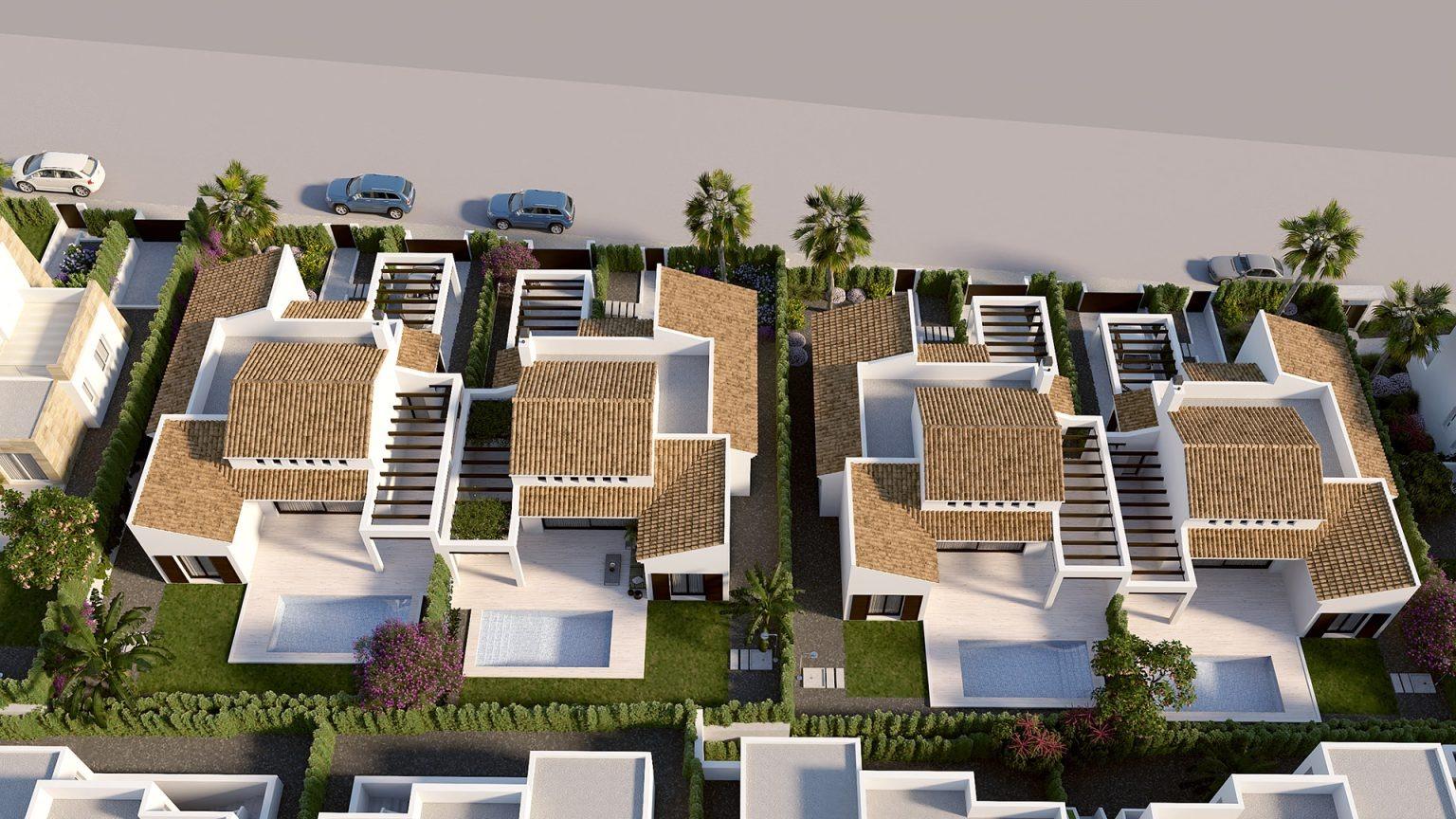 1-4-64 VILLAS DE UNA PLANTA EN ALGORFA. 3 DOR. 2 BAÑOS. 135 M2 DE CASA. 437 DE PARLELA. PISCINA PROPIA.