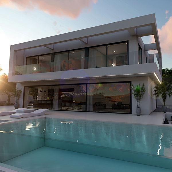 Villa de lujo con vistas al mar.
