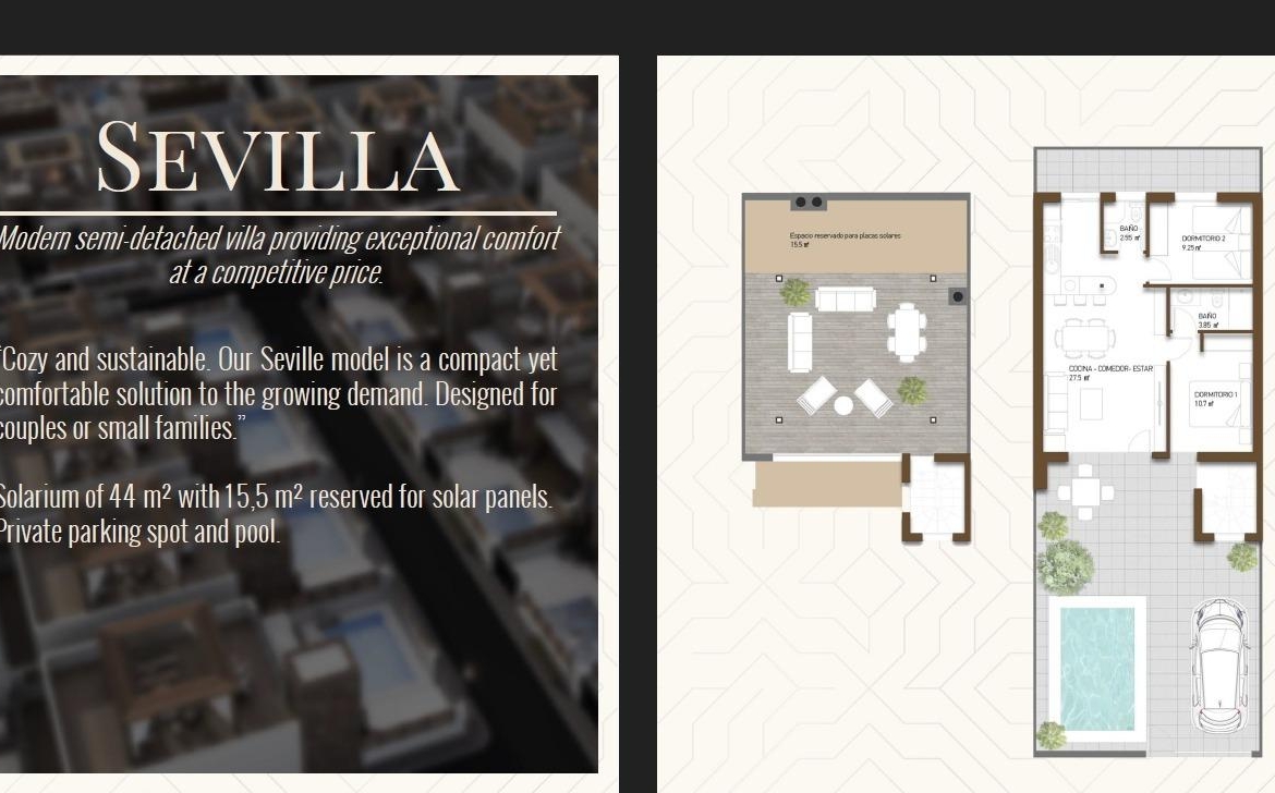 VILLA DE LUJO EN (LA PINILLA) MURCIA. PISCINA. 2 DORM. 2 BAÑOS. PARCELA 150 M2. SOLARIUM 44 M2.