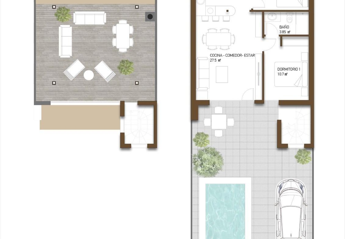 VILLA DE LUJO EN (LA PINILLA) MURCIA. PISCINA. 2 DORM. 2 BAÑOS. PARCELA 150 M2. SOLARIUM 44 M2.