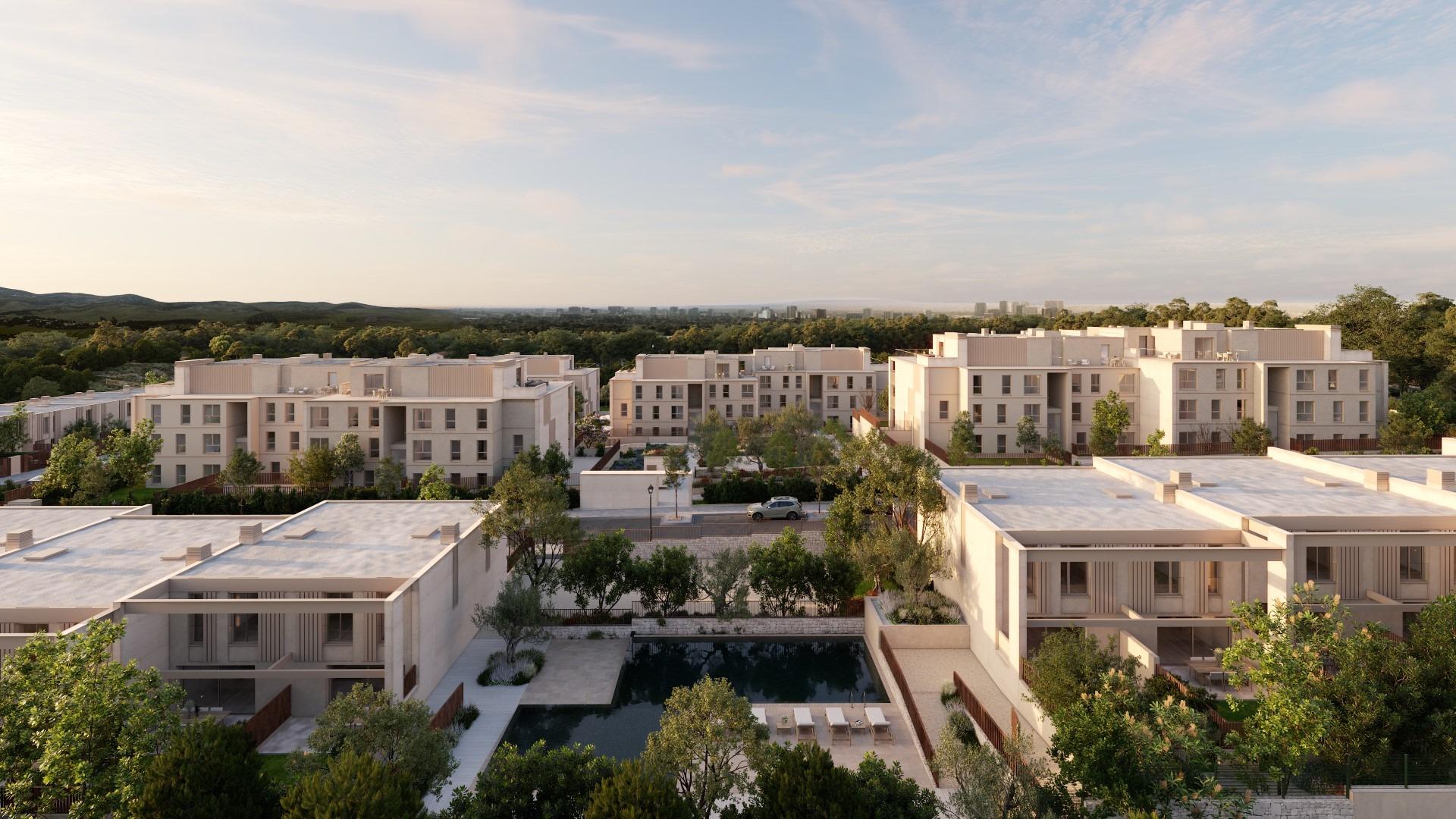 Modern design semi-detached homes with communal pool
