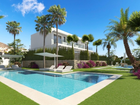 New semi-detached homes with communal pool