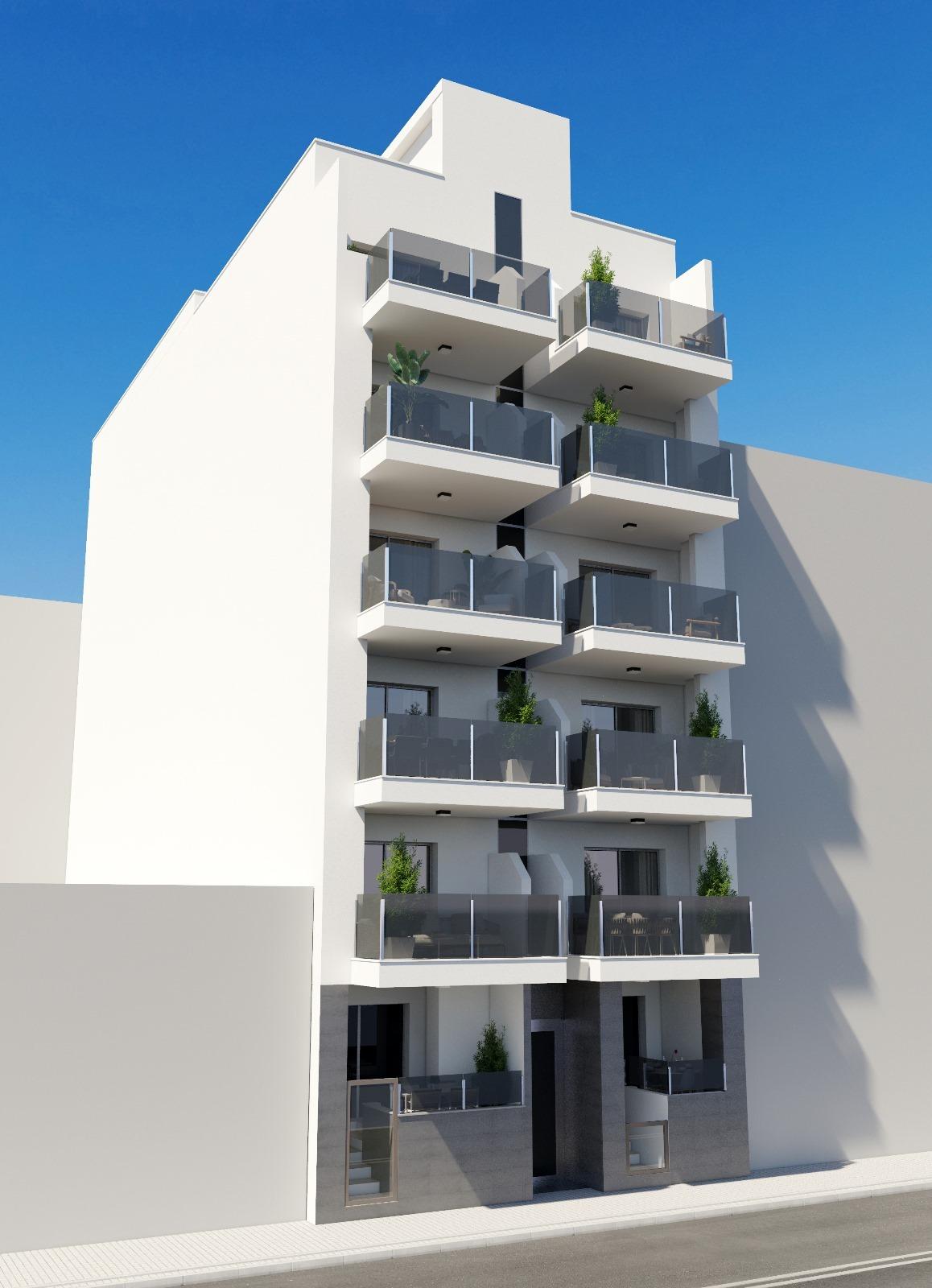 OBRA NUEVA EN TORREVIEJA A 150 METROS DE LA PLAYA. 2 DORMITORIOS. 2 BAÑOS. PISCINA COMUNITARIA.