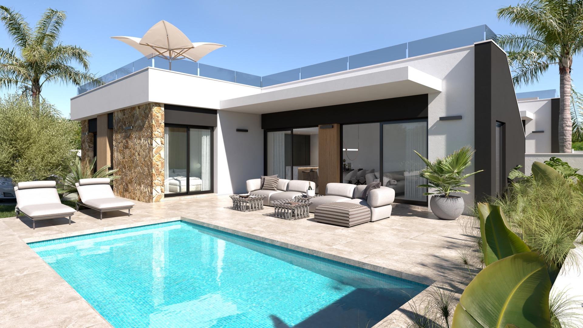 VILLA’S “JULIET” OBRA NUEVA. 3 DORM. 2 BAÑOS. PISCINA PRIVADA. PARCELA 263 M2.