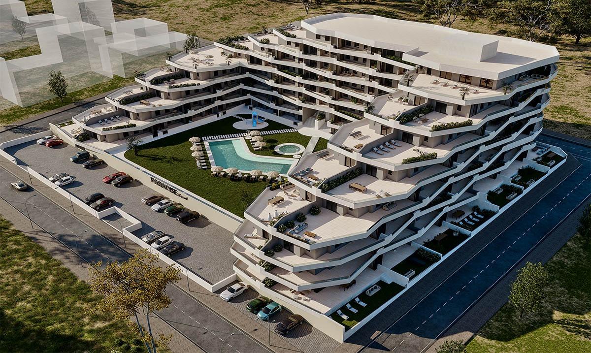 OBRA NUEVA EN SAN MIGUEL DE SALINAS. 2 DORM. 2 BAÑOS. 95 M2 SUPERFICIE. GRAN TERRAZA 31 M2. PARKING INCLUIDO. PISCINA COMUNITARIA.