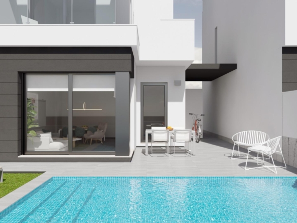 Lovely villa with private pool and solarium in a green area near the beach.