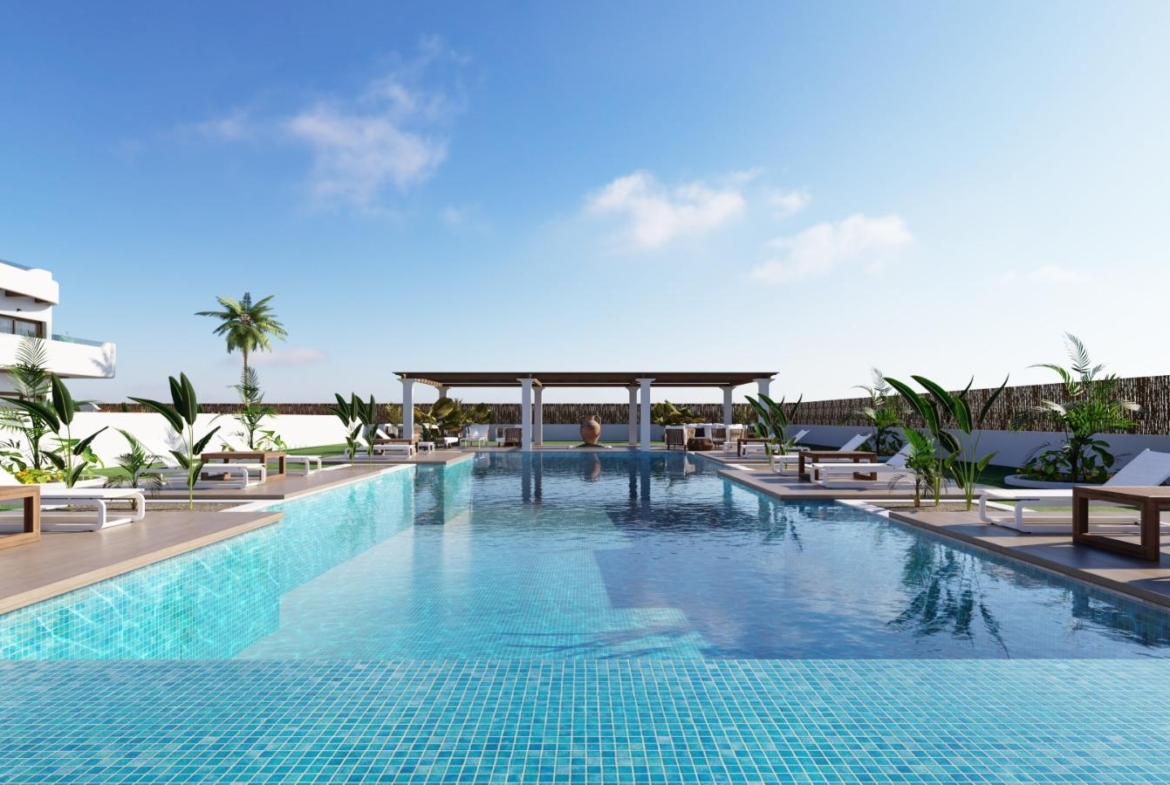 OBRA NUEVA EN LOS ALCÁZARES CON VISTAS AL MAR NENOR. BUNGALOWS PLANTA BAJA Y ALTA. 2 DORM. 2 BAÑOS. PARKING Y PISCINA.
