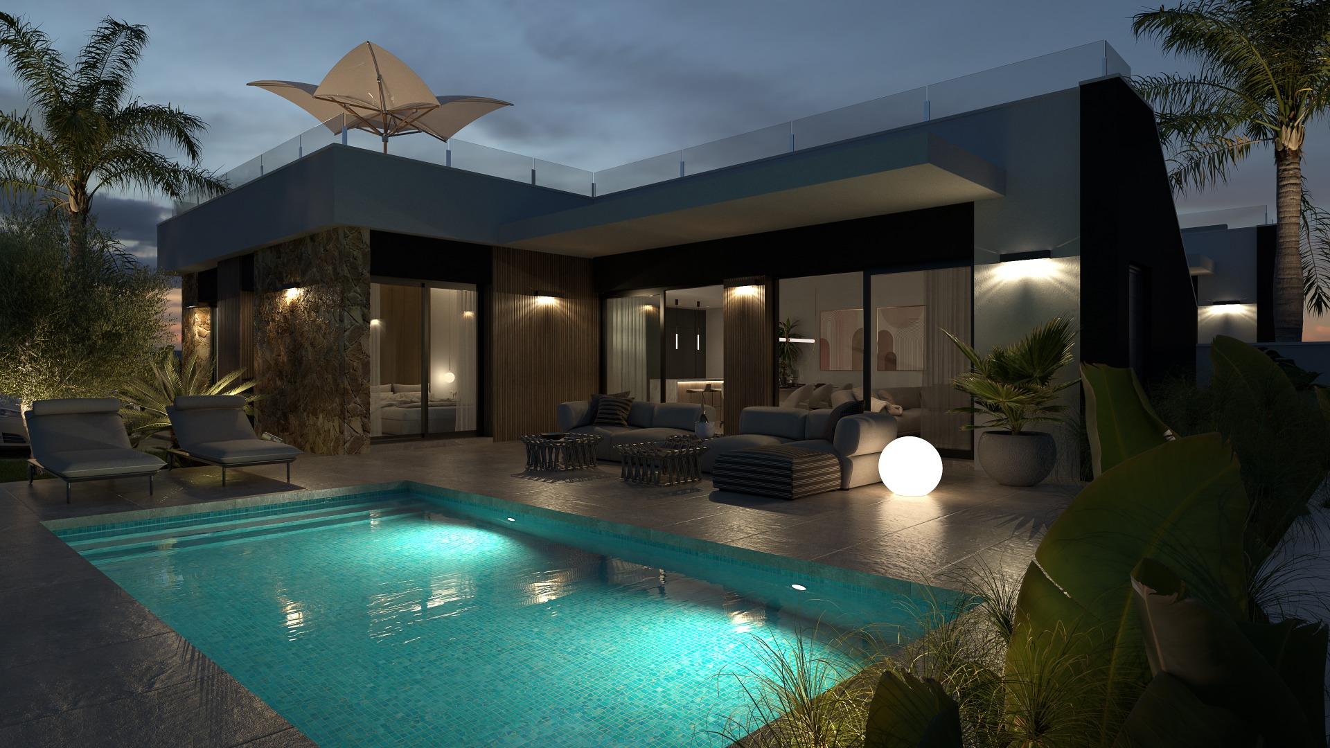 VILLA’S “JULIET” OBRA NUEVA. 3 DORM. 2 BAÑOS. PISCINA PRIVADA. PARCELA 263 M2.