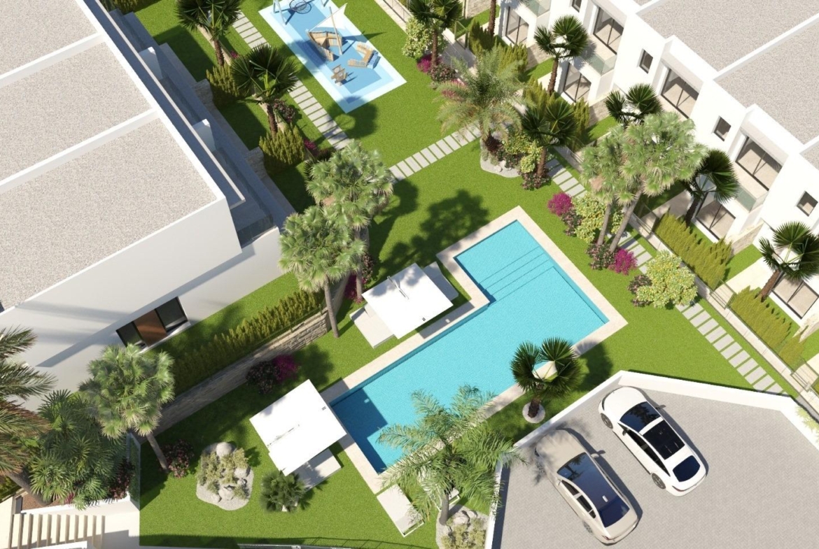 New semi-detached homes with communal pool
