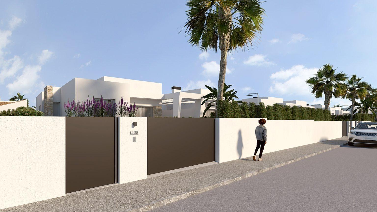 VILLA’S EN ALGORFA. VALLA DE UNA PLANTA. 136 M2 DE CASA. PARCELA 470 M2.SOTANO 180M2