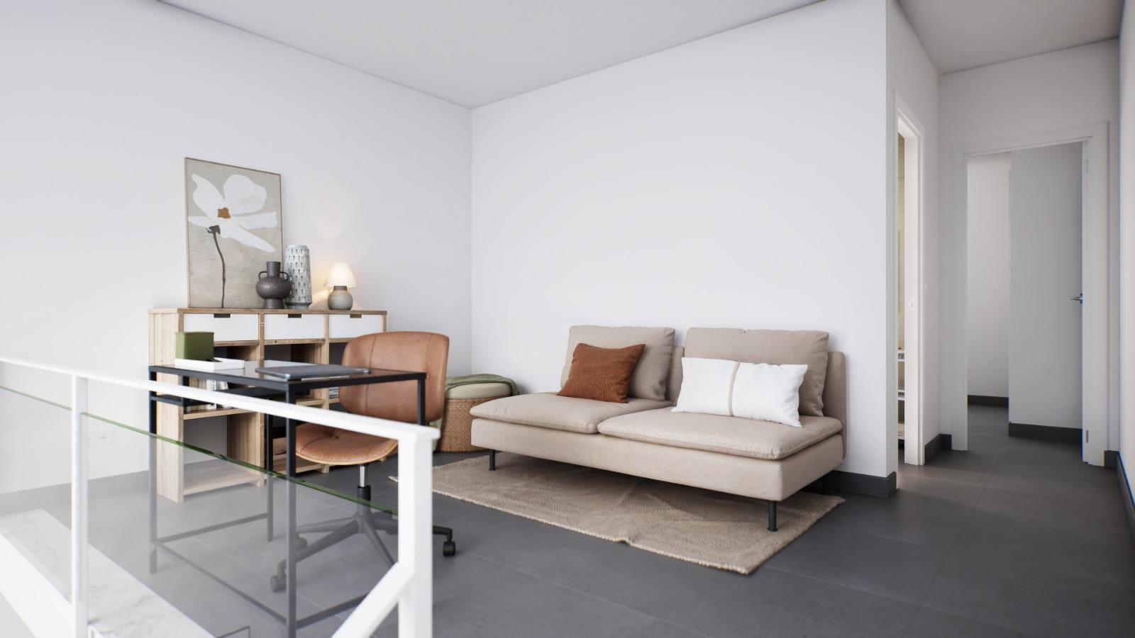 NEW WORK IN GRAN ALACANT. TOWNHOUSES WITH GARDEN AND PRIVATE SOLARIUM OF 27 M2. 2 BEDROOMS. 2 BATHROOMS. COMMUNITY POOL. VISION MODEL