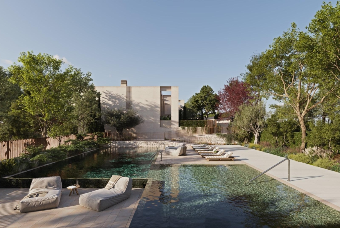 Modern design semi-detached homes with communal pool