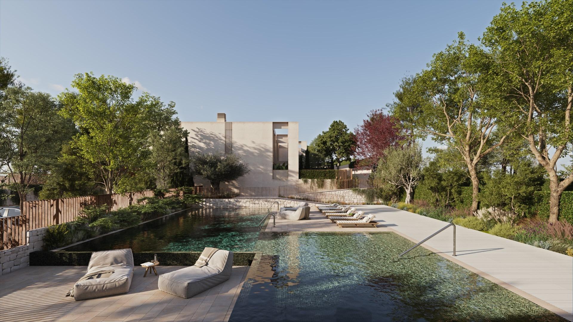 Modern design semi-detached homes with communal pool