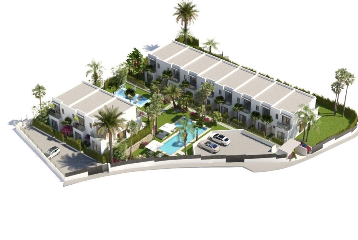 New semi-detached homes with communal pool