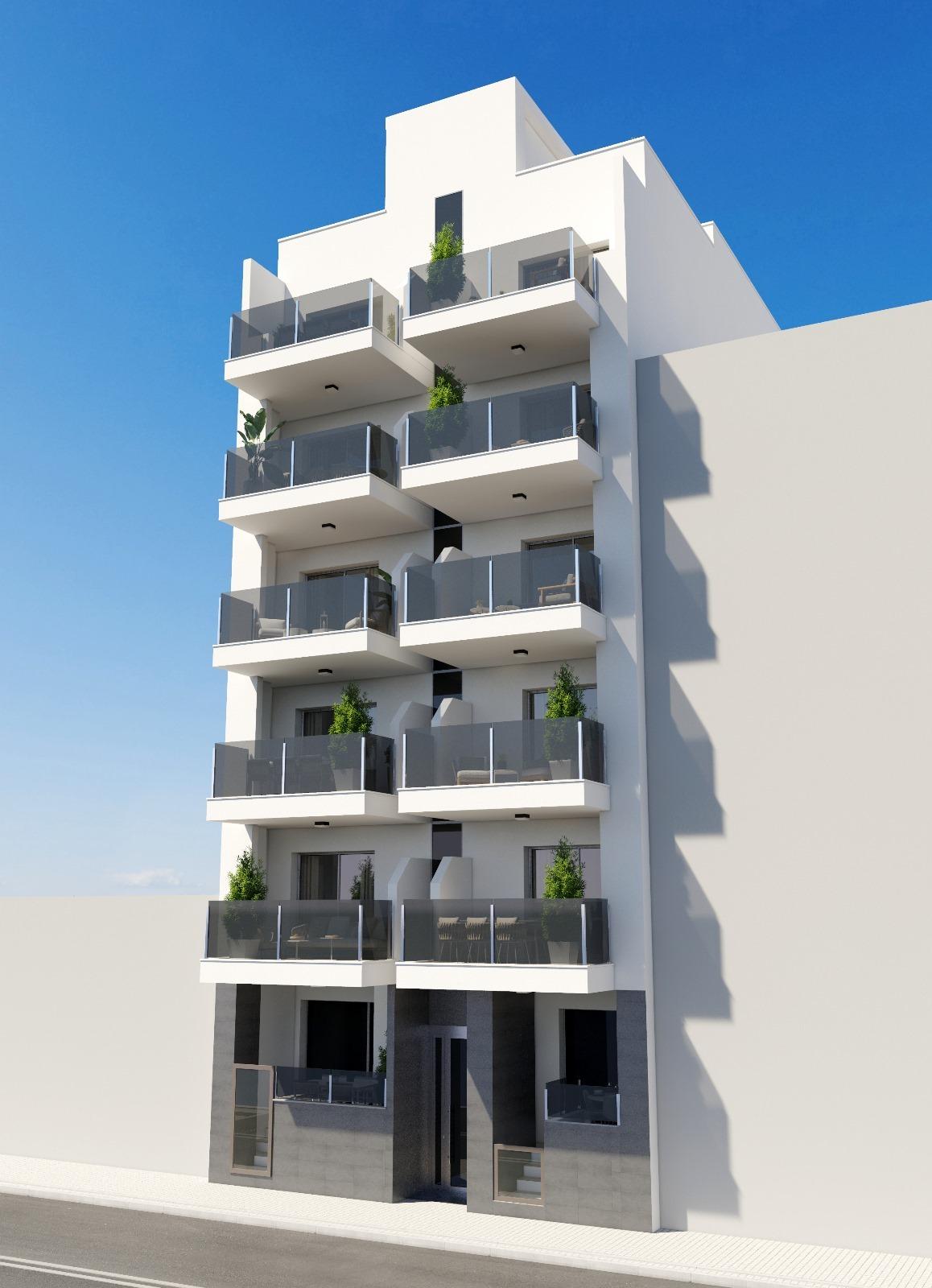 OBRA NUEVA EN TORREVIEJA A 150 METROS DE LA PLAYA. 2 DORMITORIOS. 2 BAÑOS. PISCINA COMUNITARIA.