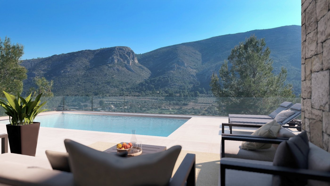 2-2-26 Villa con piscina y vistas al mar en Pedreguer
