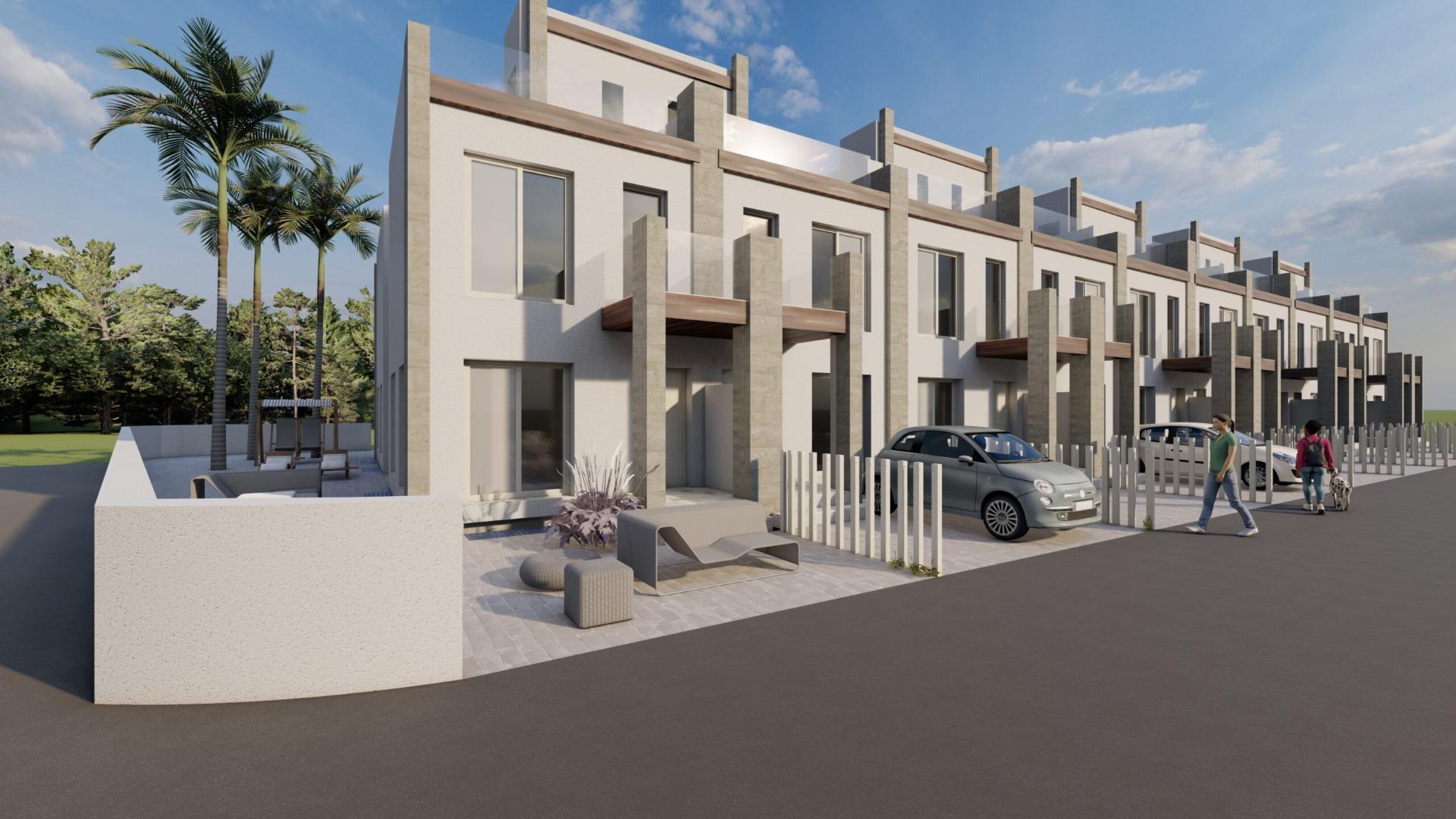NEW BUILD IN GRAN ALACANT. SEMI-DETACHED HOUSE WITH 2 BEDROOMS. 2 BATHROOMS. 118 M2. BASEMENT OF 31 M2. SOLARIUM 24 M2. PLOT 16 M2 WITH PARKING. MARINO