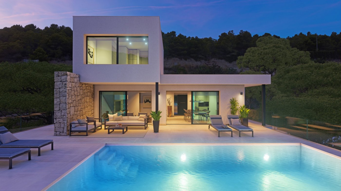 2-3-26 Villa con piscina y vistas al mar en Pedreguer