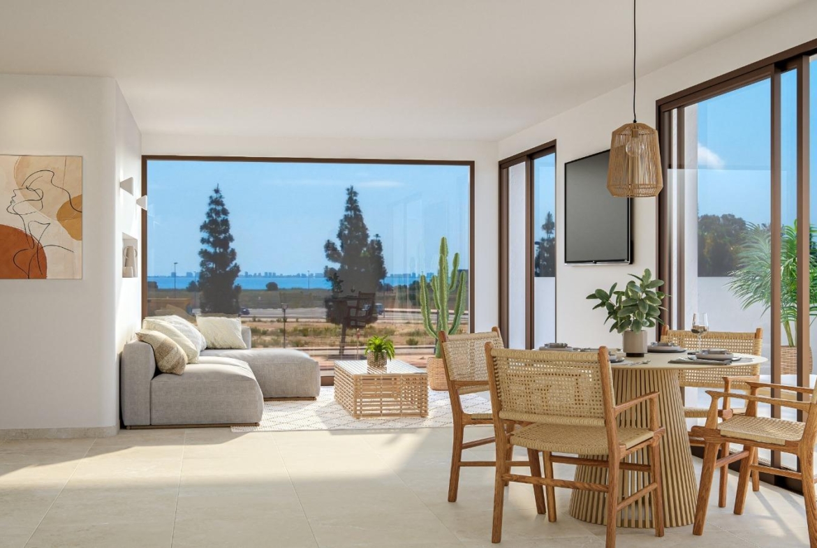 OBRA NUEVA EN LOS ALCÁZARES CON VISTAS AL MAR NENOR. BUNGALOWS PLANTA BAJA Y ALTA. 2 DORM. 2 BAÑOS. PARKING Y PISCINA.