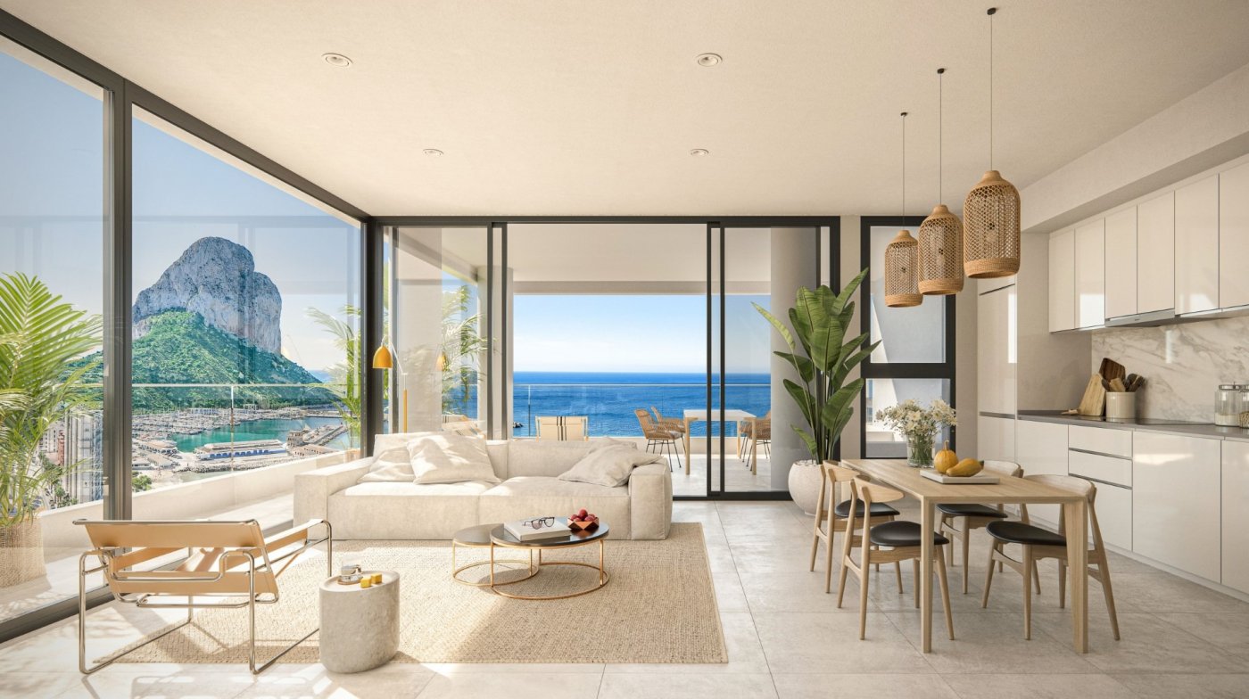 Newly built homes with large terraces and sea views