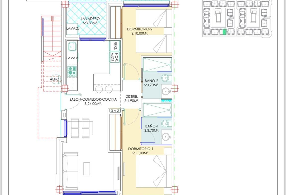 OBRA NUEVA BUNGALOW PLANTA ALTA Y PLANTA BAJA. 2 DORM. 2 BAÑOS. PISCINA COMUNITARIA.