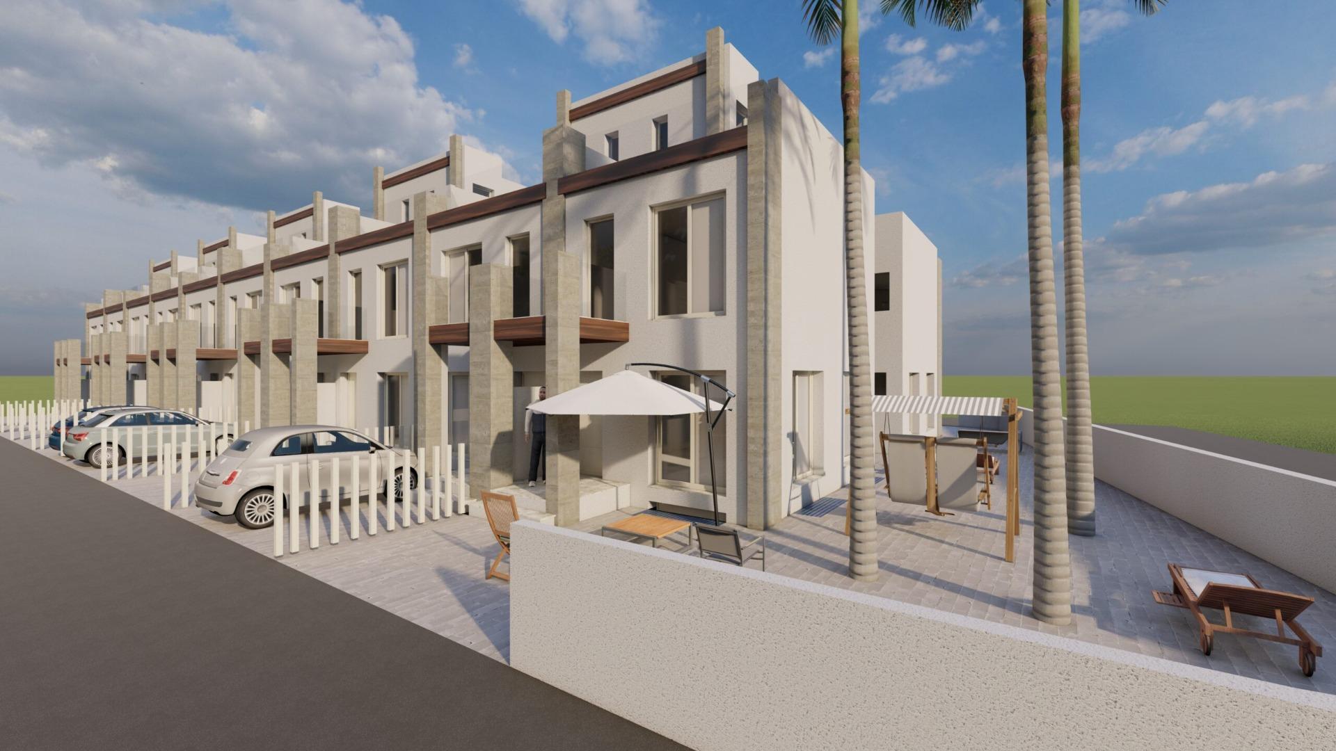 NEW BUILD IN GRAN ALACANT. SEMI-DETACHED HOUSE WITH 2 BEDROOMS. 2 BATHROOMS. 118 M2. BASEMENT OF 31 M2. SOLARIUM 24 M2. PLOT 16 M2 WITH PARKING. MARINO
