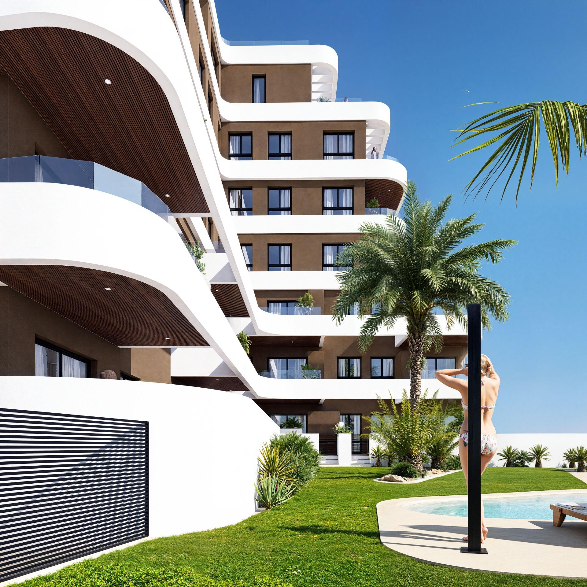2-4-321 OBRA NUEVA EN GUARDAMAR DEL SEGURA! APARTAMENTO DE 2 DORM. 2 BAÑOS. TERRAZA DE 13 M2. PISCINA.