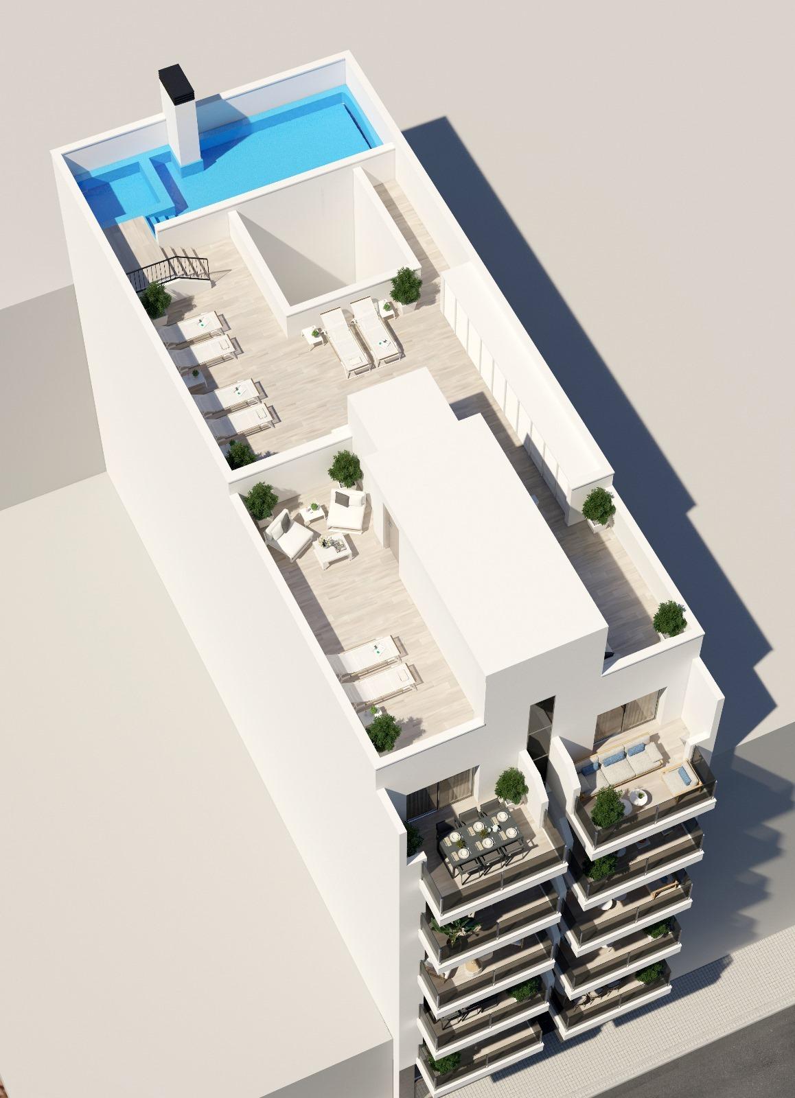 OBRA NUEVA EN TORREVIEJA A 150 METROS DE LA PLAYA. 2 DORMITORIOS. 2 BAÑOS. PISCINA COMUNITARIA.