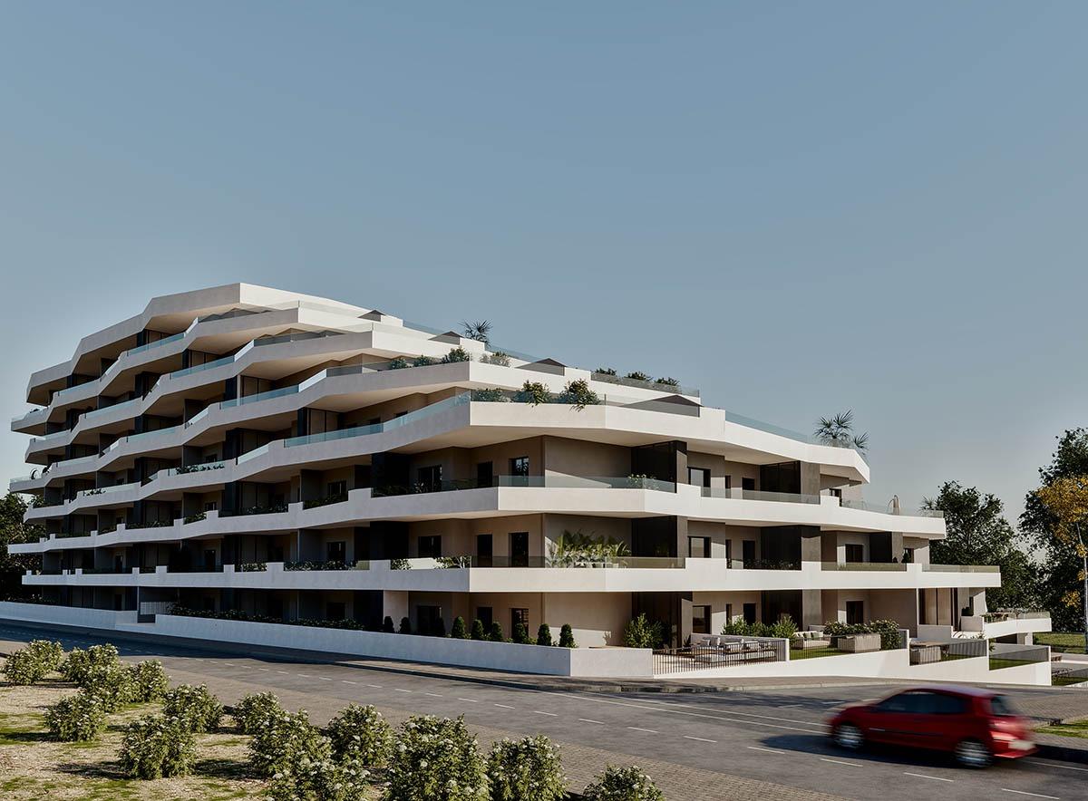 OBRA NUEVA EN SAN MIGUEL DE SALINAS. 2 DORM. 2 BAÑOS. 95 M2 SUPERFICIE. GRAN TERRAZA 31 M2. PARKING INCLUIDO. PISCINA COMUNITARIA.