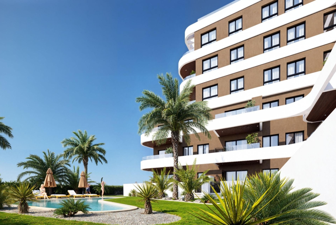 OBRA NUEVA EN GUARDAMAR DEL SEGURA! APARTAMENTO DE 2 DORM. 2 BAÑOS. TERRAZA DE 13 M2. PISCINA.