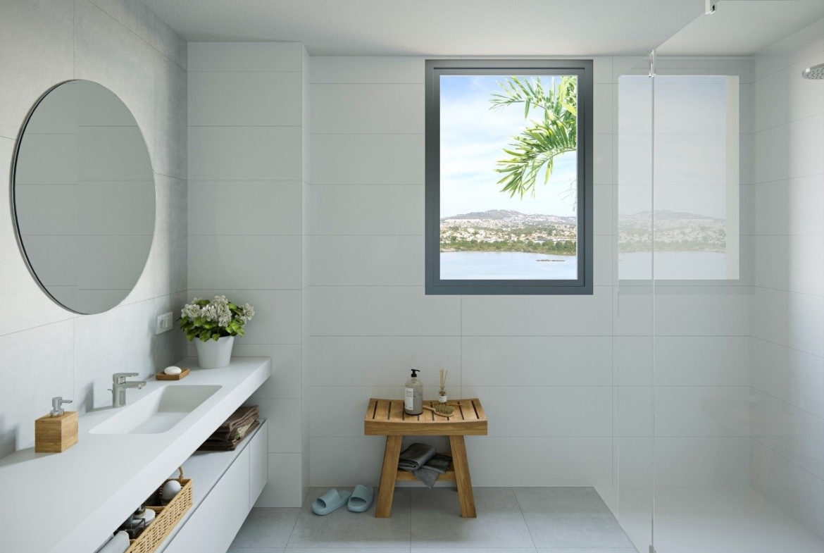 Newly built homes with large terraces and sea views