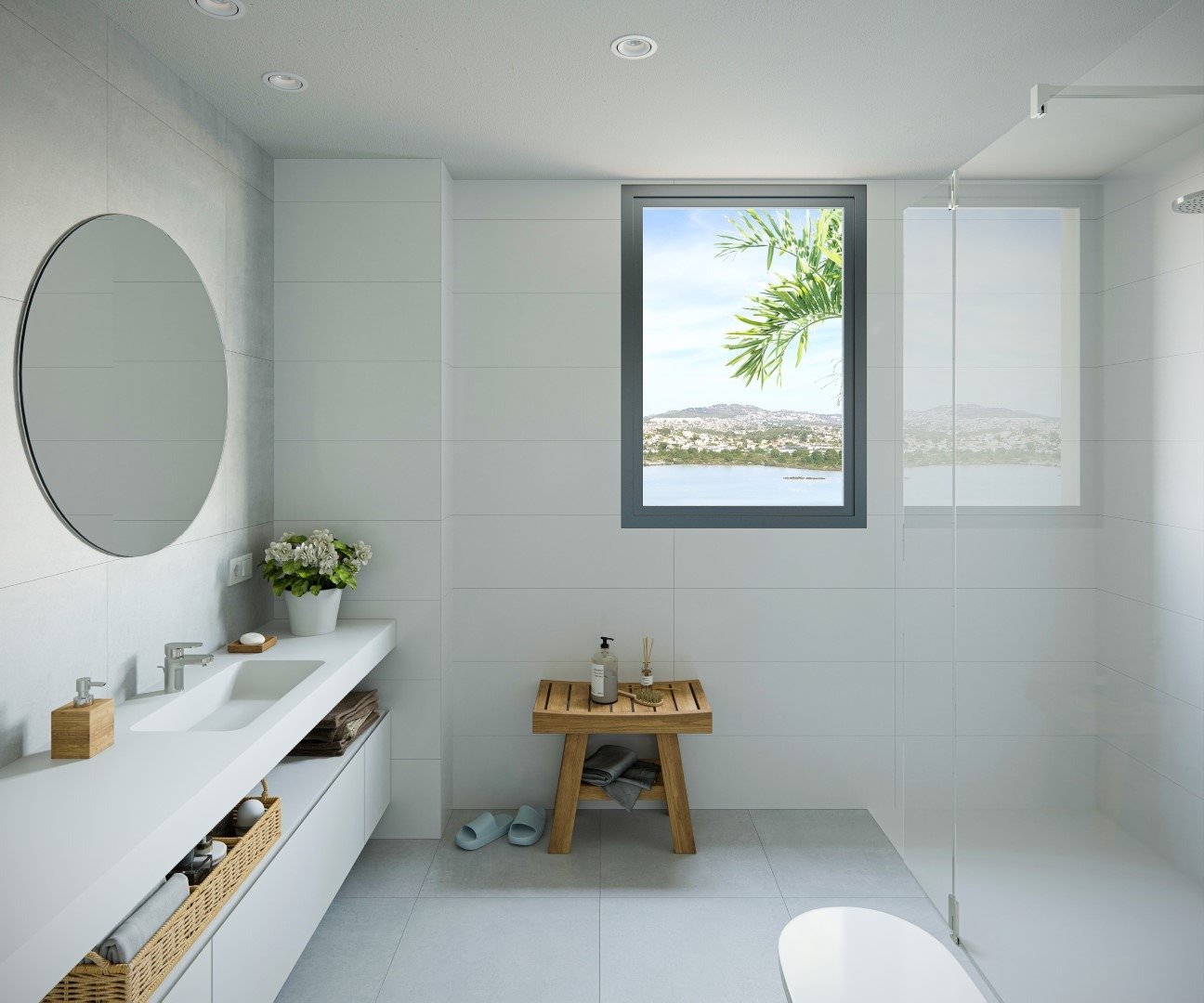 Newly built homes with large terraces and sea views
