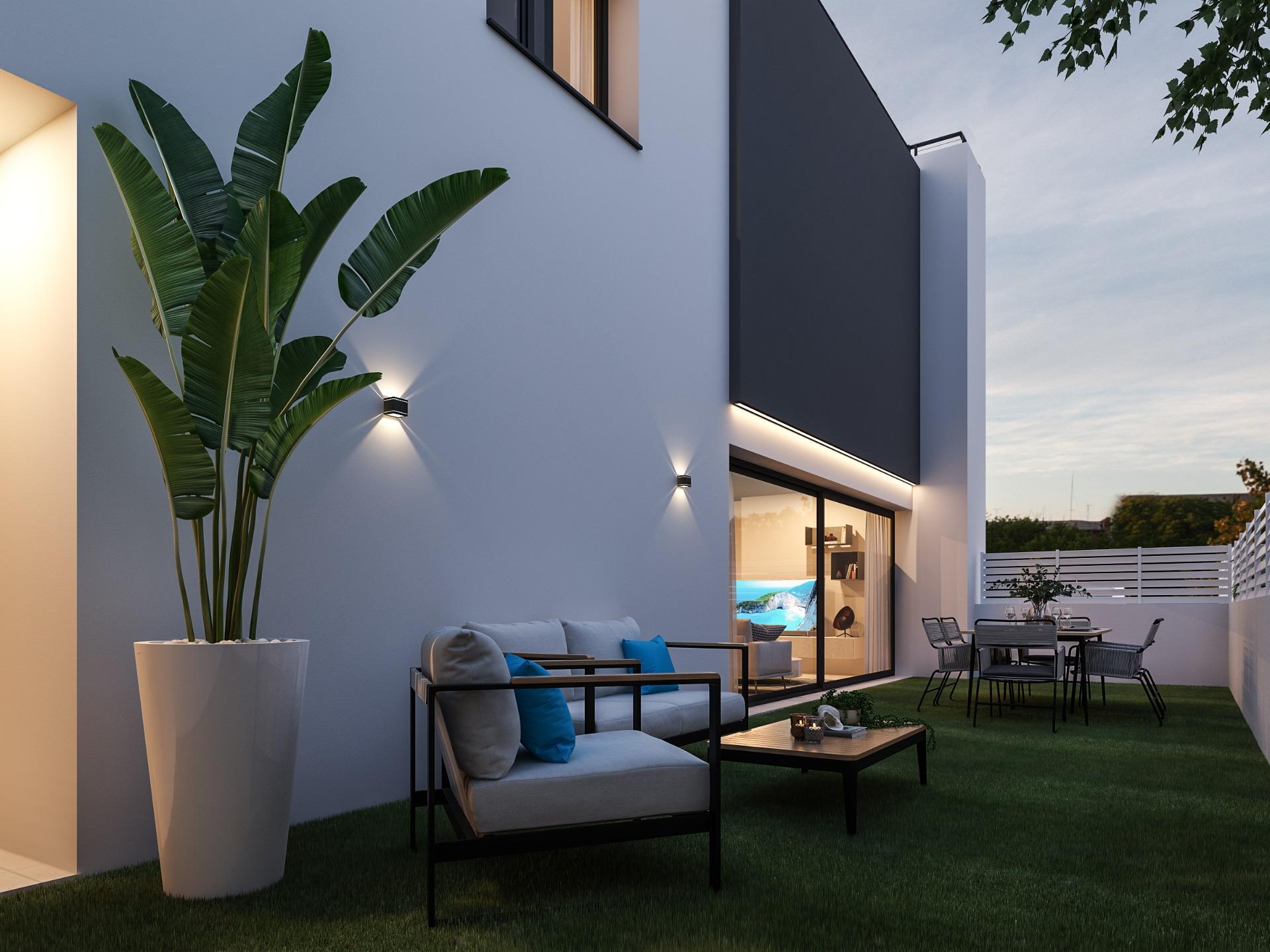 Semi-detached houses with communal pool