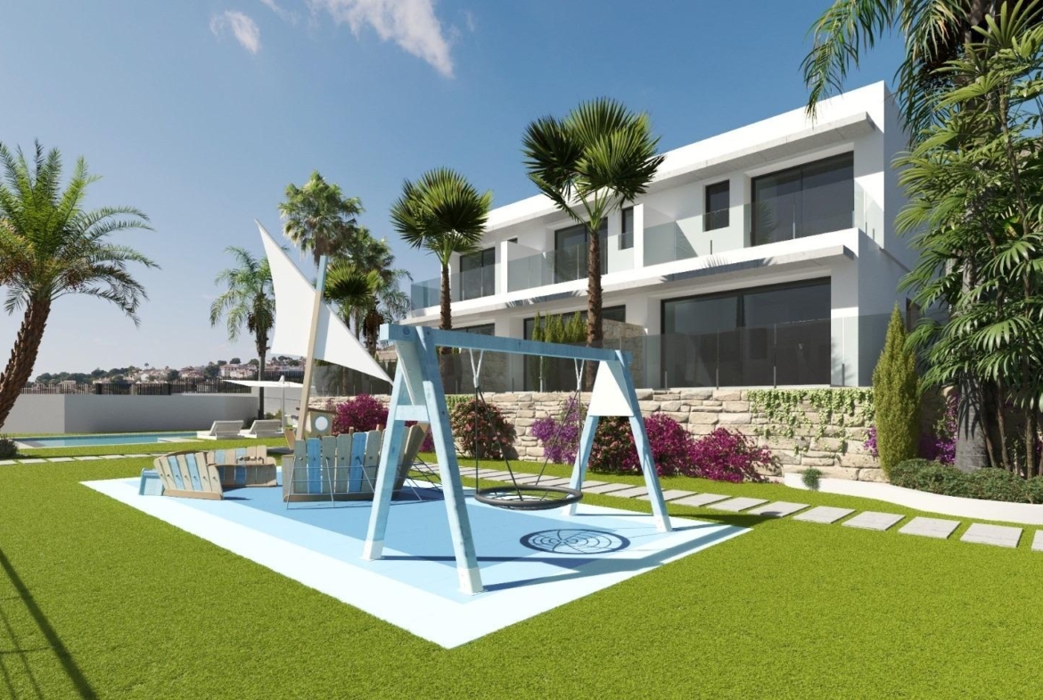 New semi-detached homes with communal pool