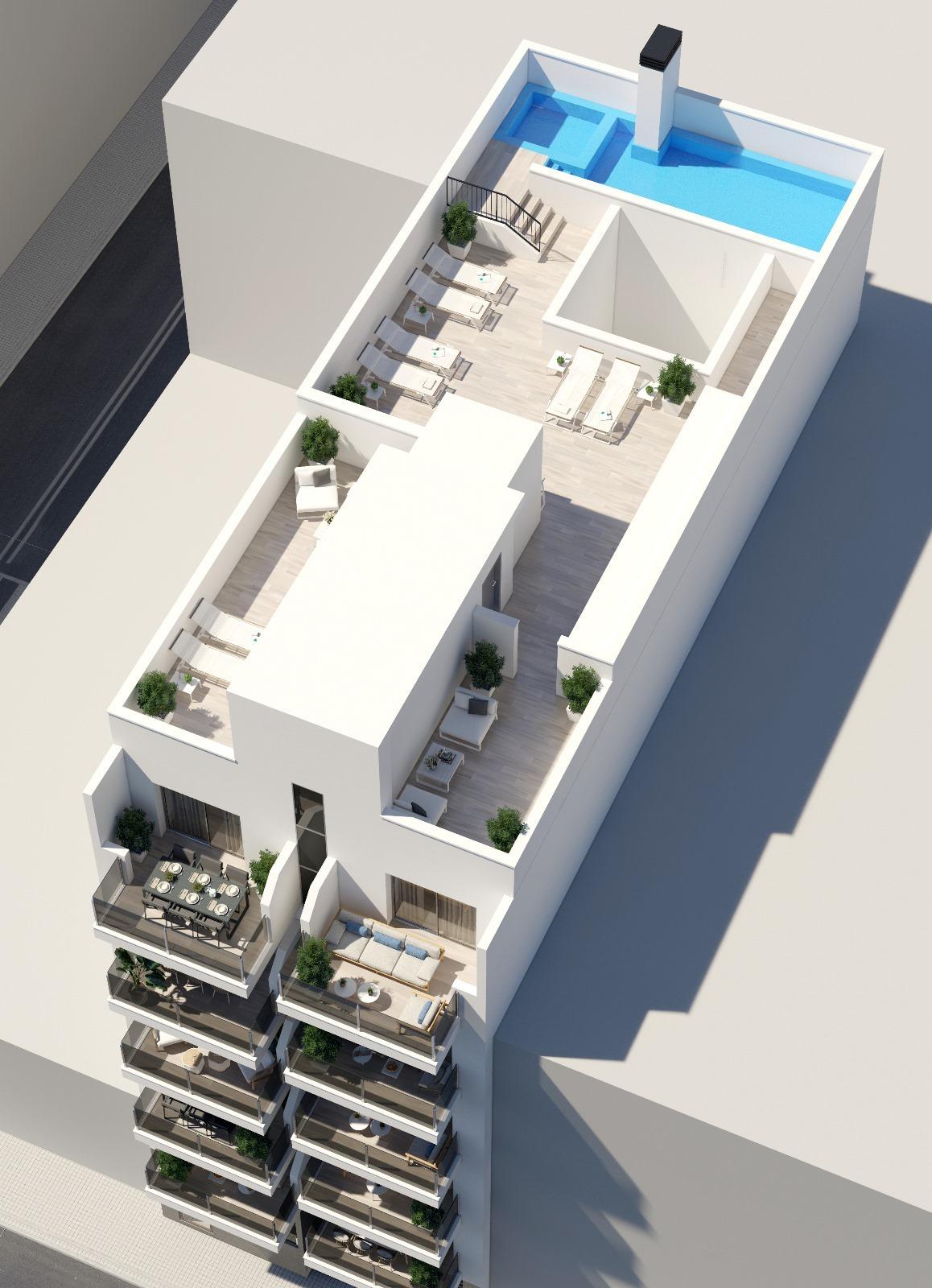 OBRA NUEVA EN TORREVIEJA A 150 METROS DE LA PLAYA. 2 DORMITORIOS. 2 BAÑOS. PISCINA COMUNITARIA.