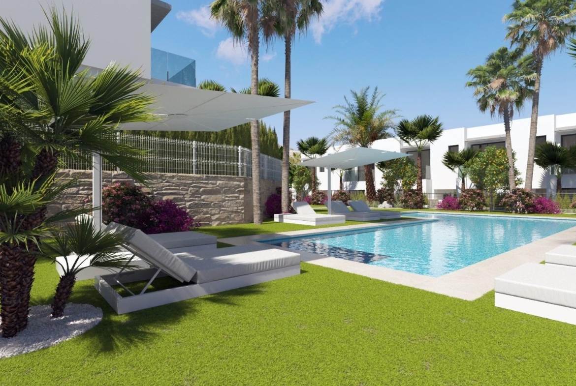 New semi-detached homes with communal pool