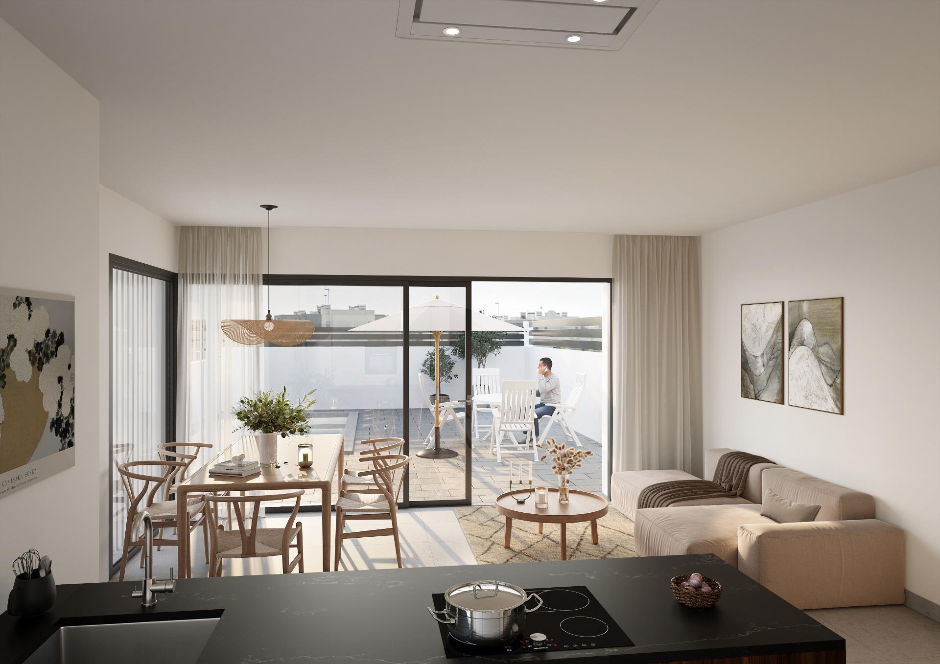 2-7-220 CHALET ADOSADO EN AGUAS NUEVAS CON PISCINA PRIVADA. 3 DORM. 3 BAÑOS. 115 M2.