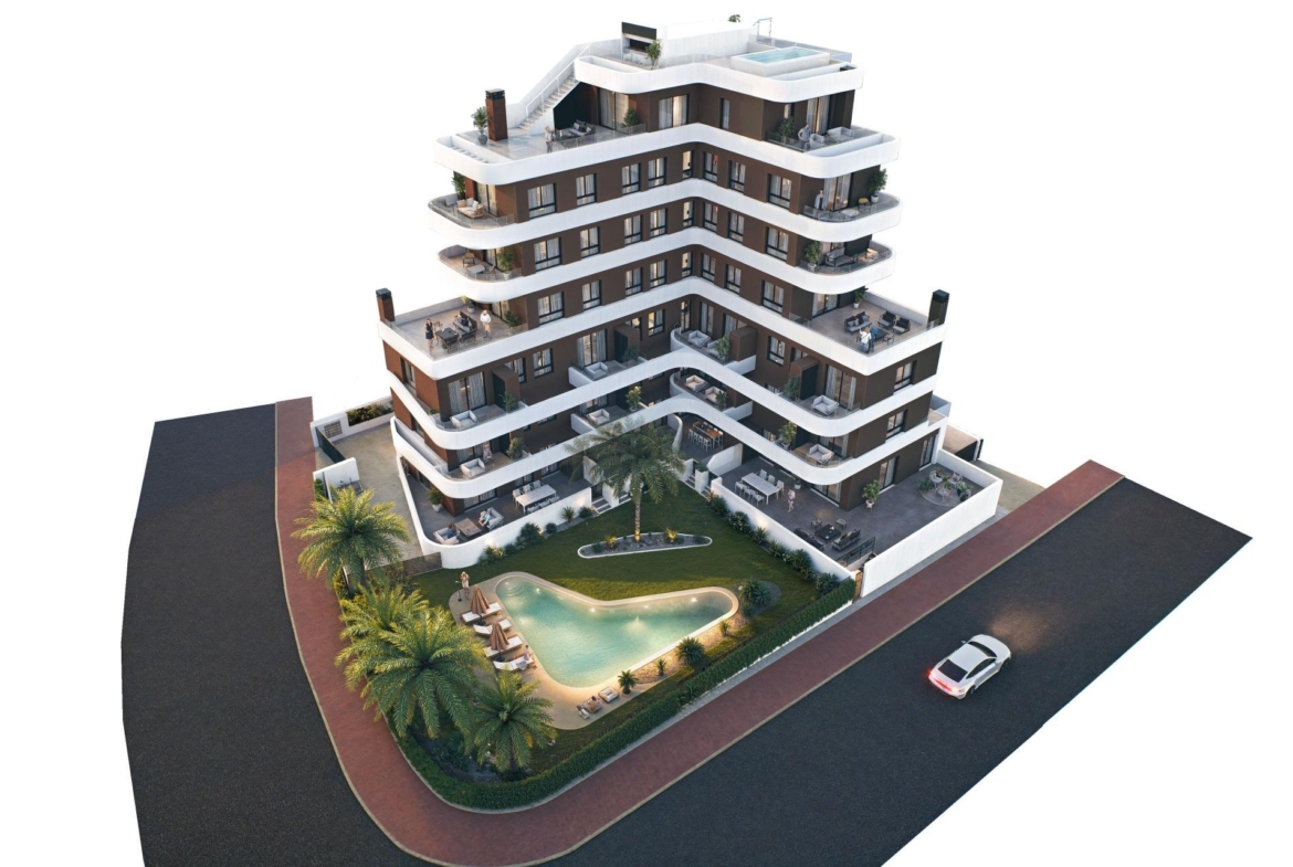OBRA NUEVA EN GUARDAMAR DEL SEGURA! APARTAMENTO DE 2 DORM. 2 BAÑOS. TERRAZA DE 13 M2. PISCINA.