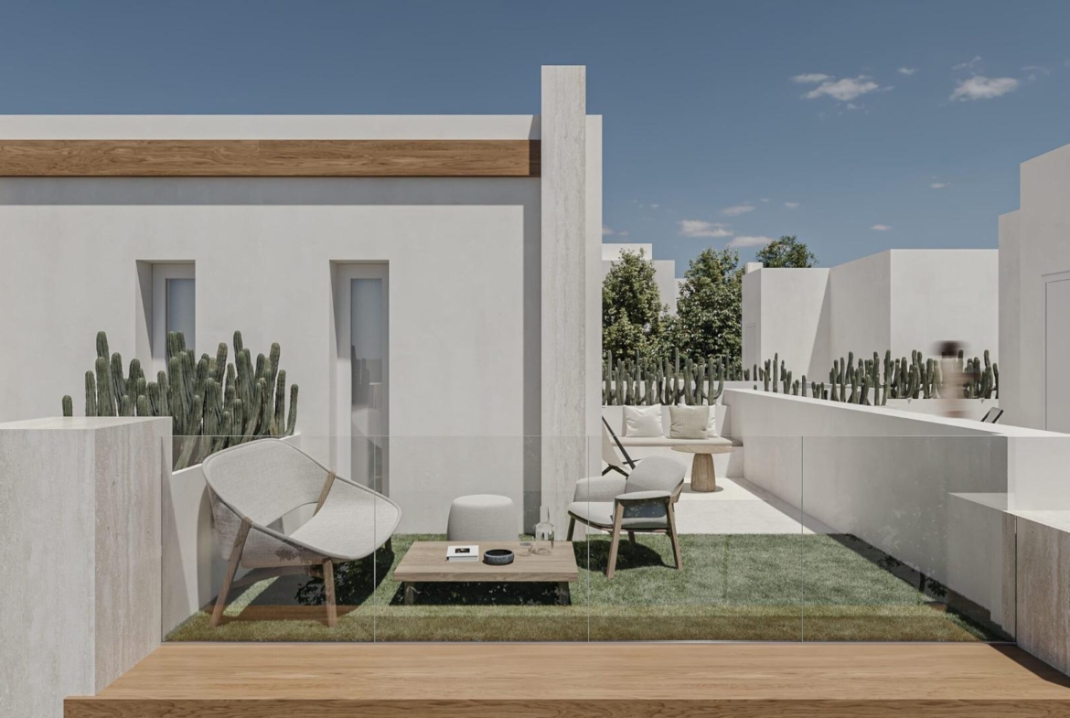 NEW BUILD IN GRAN ALACANT. SEMI-DETACHED HOUSE WITH 2 BEDROOMS. 2 BATHROOMS. 118 M2. BASEMENT OF 31 M2. SOLARIUM 24 M2. PLOT 16 M2 WITH PARKING. MARINO