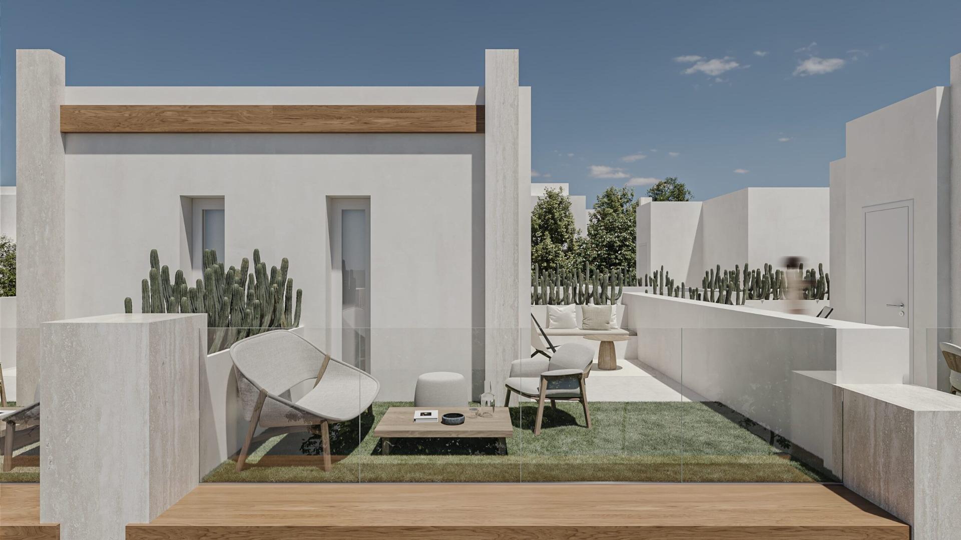 NEW BUILD IN GRAN ALACANT. SEMI-DETACHED HOUSE WITH 2 BEDROOMS. 2 BATHROOMS. 118 M2. BASEMENT OF 31 M2. SOLARIUM 24 M2. PLOT 16 M2 WITH PARKING. MARINO