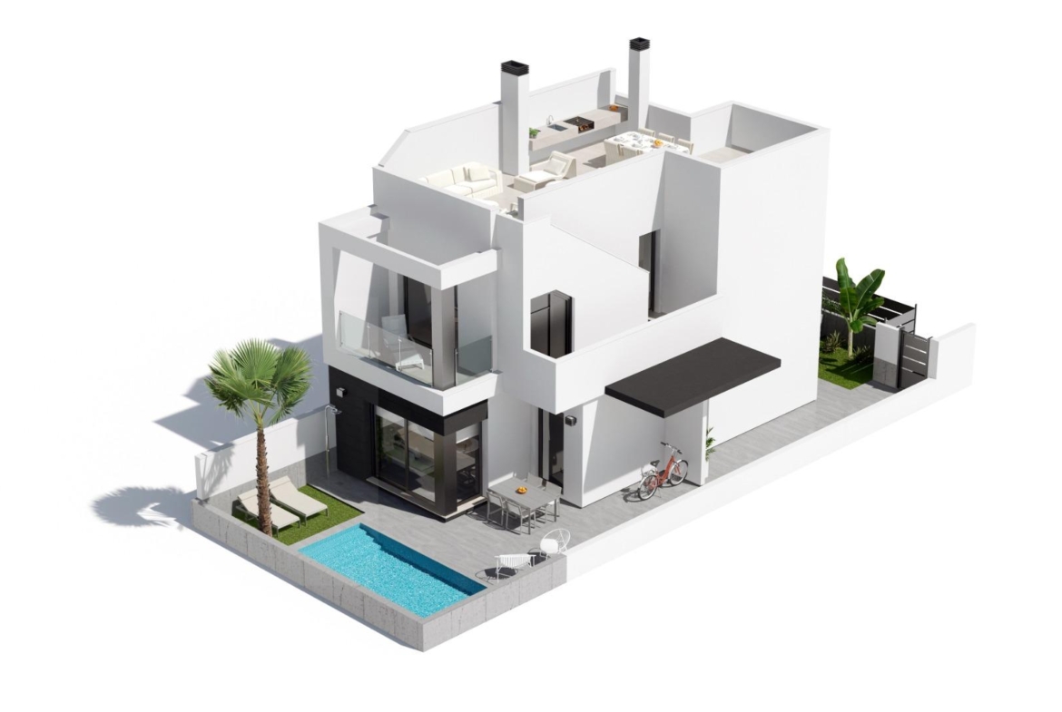 Lovely villa with private pool and solarium in a green area near the beach.