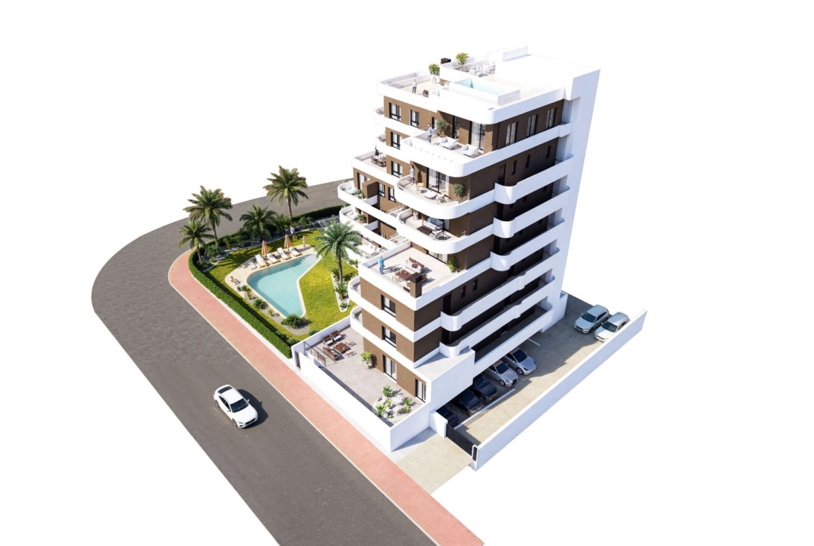 OBRA NUEVA EN GUARDAMAR DEL SEGURA! APARTAMENTO DE 2 DORM. 2 BAÑOS. TERRAZA DE 13 M2. PISCINA.