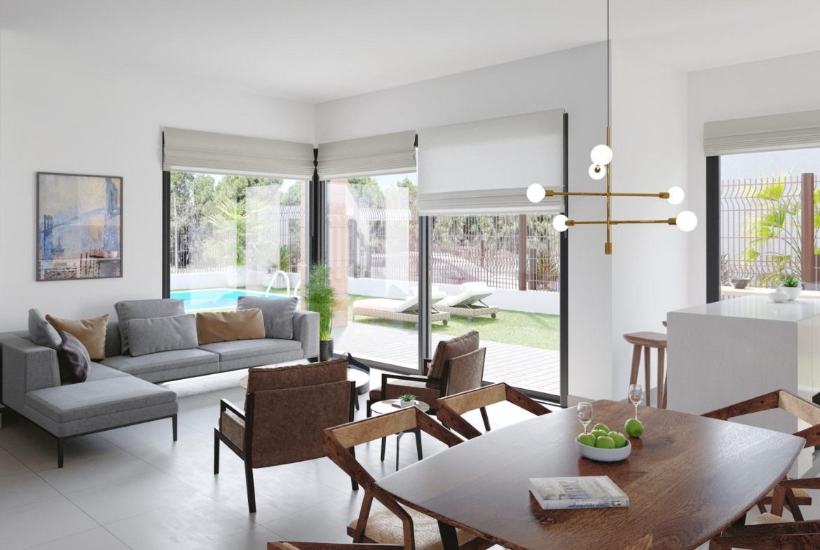 Luxury villas surrounded by green areas and golf courses
