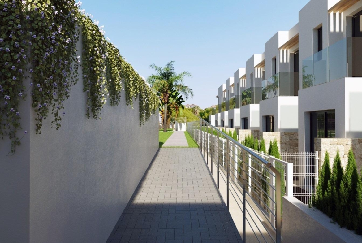 New semi-detached homes with communal pool
