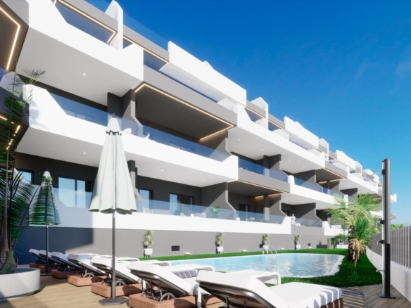 OBRA NUEVA. RESIDENCIAL PRIVADA EN BENIJOFAR. 2 DORM. 2 BAÑOS. TERRAZA 16 M2. PISCINA.
