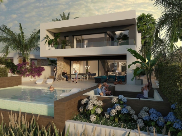 VILLAS DE LUJO EN ALGORFA. 204M2 DE CASA. 510M2 PARCELA. TERRAZA 180M2. SOTANO 195M2. 3 DOR. 3 BAÑOS