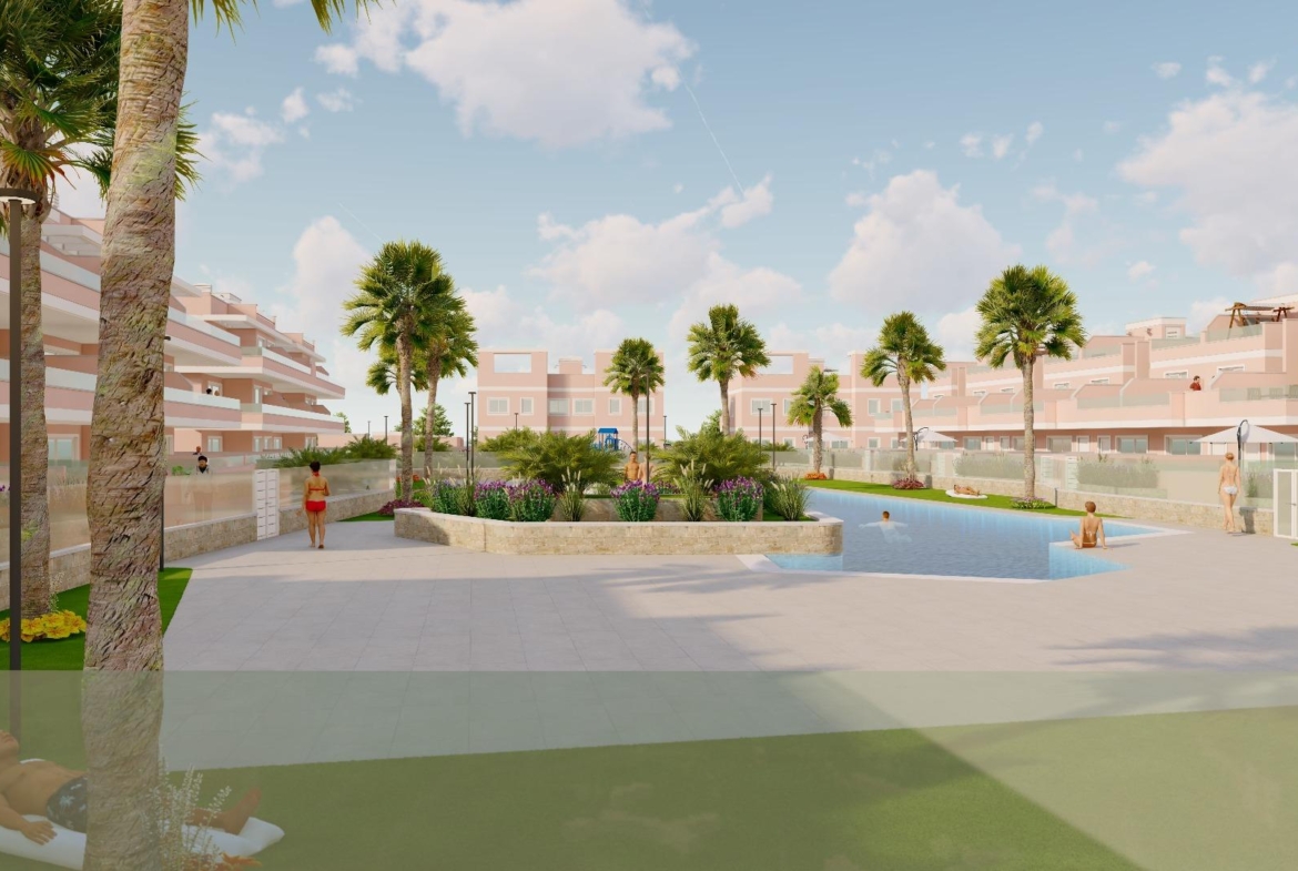 APARTAMENTOS DE OBRA NUEVA EN PILAR DE LA HORADADA CON GARAJE INCLUIDO. 100 M2.TERRAZAS DE 25 M2. 3 DORM. 2 BAÑOS. PISCINA.