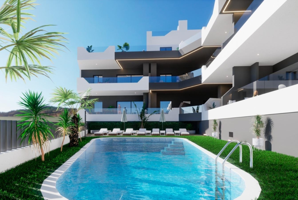OBRA NUEVA. RESIDENCIAL PRIVADA EN BENIJOFAR. 2 DORM. 2 BAÑOS. TERRAZA 16 M2. PISCINA.