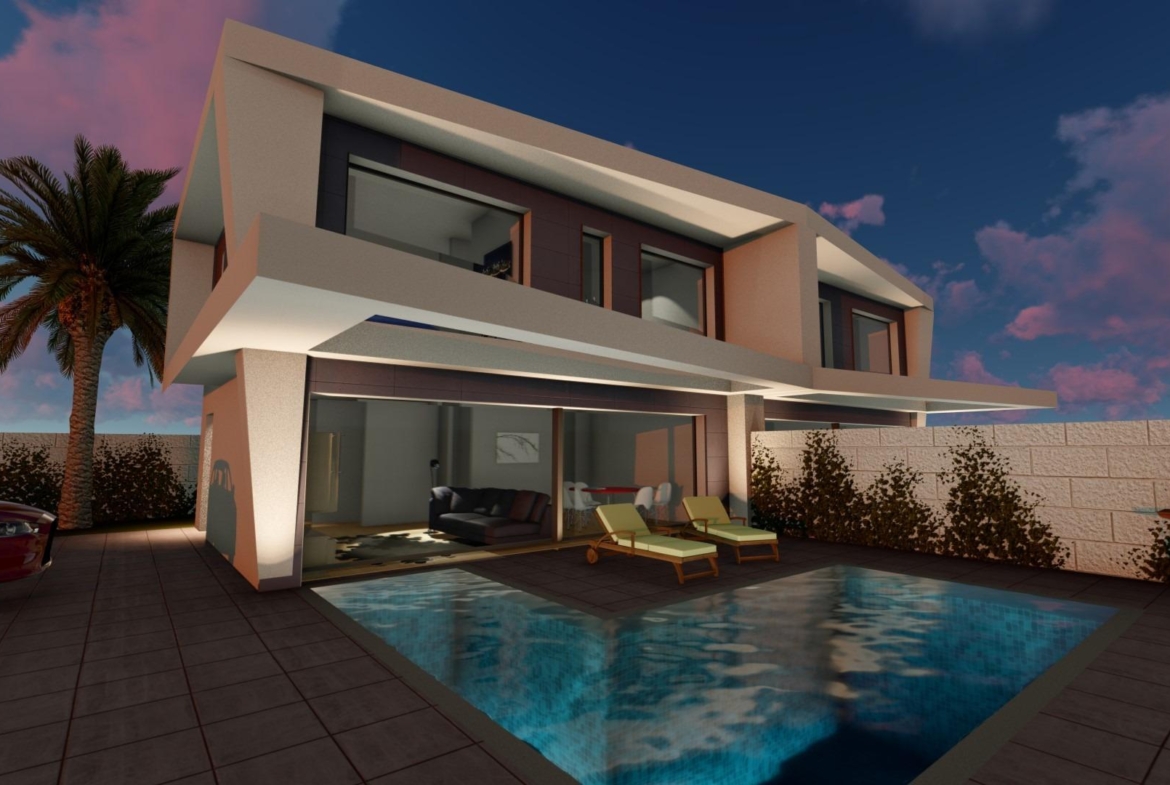 NEW BUILD IN GRAN ALACAN! SEMI-DETACHED VILLAS MODEL LINDA. 3 BEDROOMS. 3 BATHROOMS. WITH PARKING AND POOL.